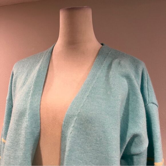 Striped Blue Cardigan Sweater size XL - Picture 2 of 10